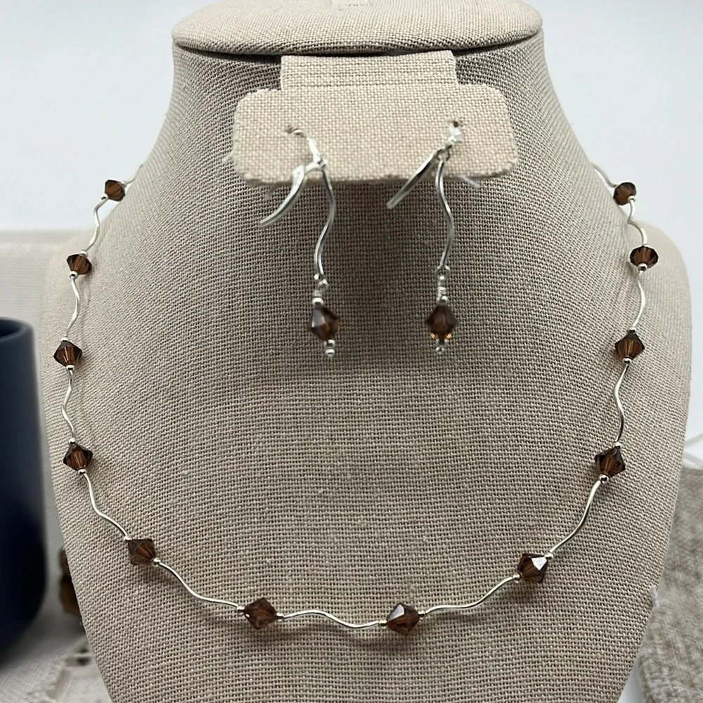 Sterling silver adjustable 16-18 necklace with matching earrings